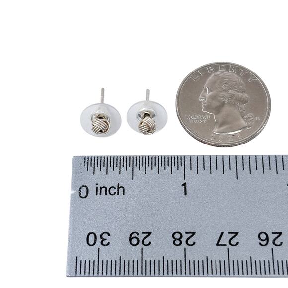Estate Sterling Silver 925 Love Knot Stud Earrings - Picture 6 of 7